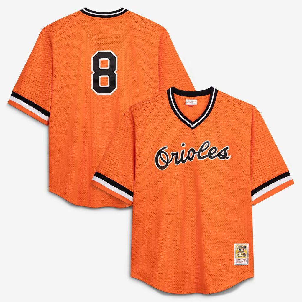 Men's Baltimore Orioles Cal Ripken Jr. Orange Big & Tall Cooperstown Collection Mesh Batting Practice MLB Baseball Jersey - view 1