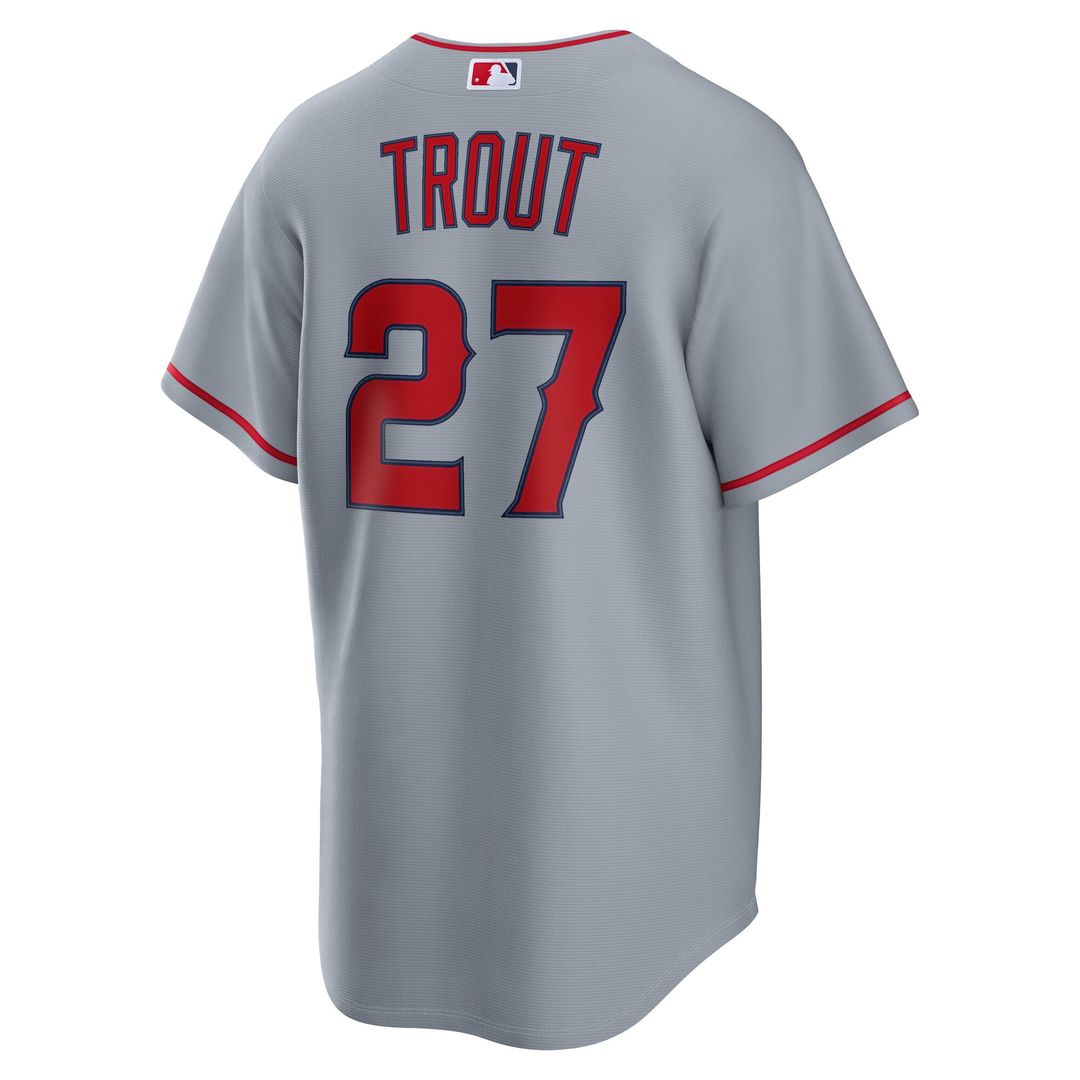 Men's Los Angeles Angels Mike Trout Gray Road Replica MLB Baseball Jersey - view 6