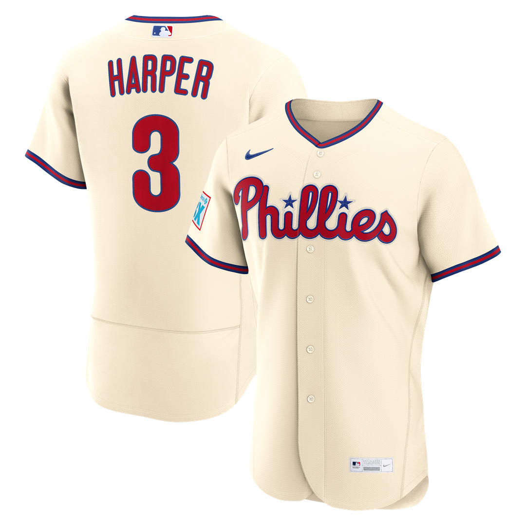 Men's Philadelphia Phillies Bryce Harper Light Blue Alternate Sponsor Patch MLB Baseball Jersey - view 10