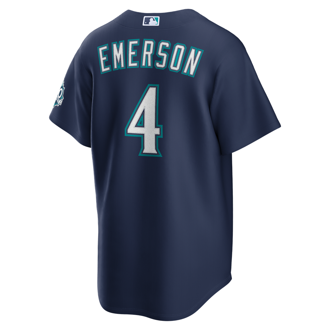 Men's Seattle Mariners Colt Emerson Navy Road 50th Season Anniversary Patch Stadium MLB Baseball Jersey - view 3