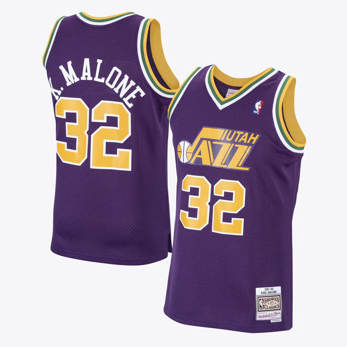 Men's Utah Jazz Karl Malone 1991 Hardwood Classics Road Swingman NBA Basketball Jersey - Purple - view 1