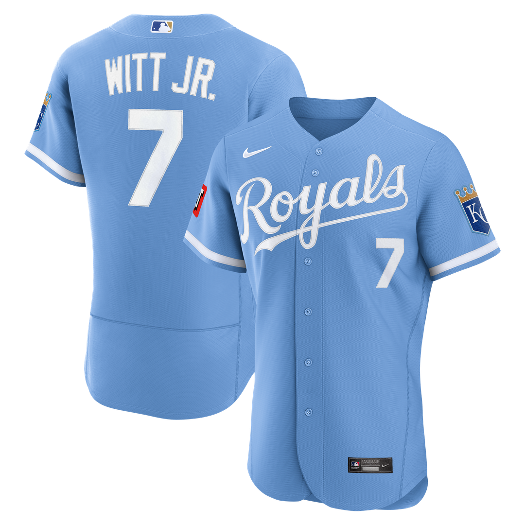 Men's Kansas City Royals Bobby Witt Jr. White Home Sponsor Patch MLB Baseball Jersey - view 7
