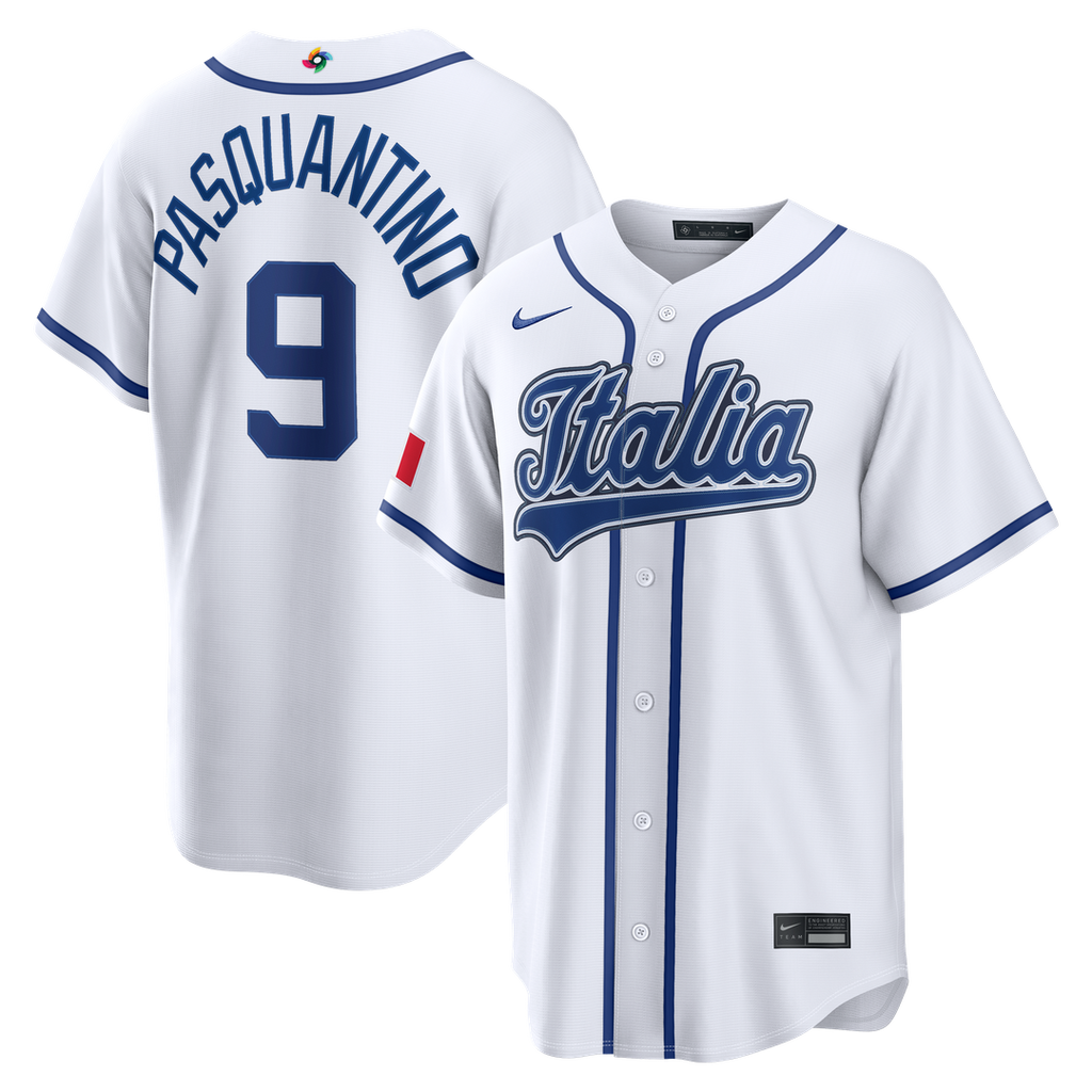 Men's Italy Baseball Vinnie Pasquantino White 2026 World Baseball Classic Home Stadium MLB Baseball Jersey - view 1
