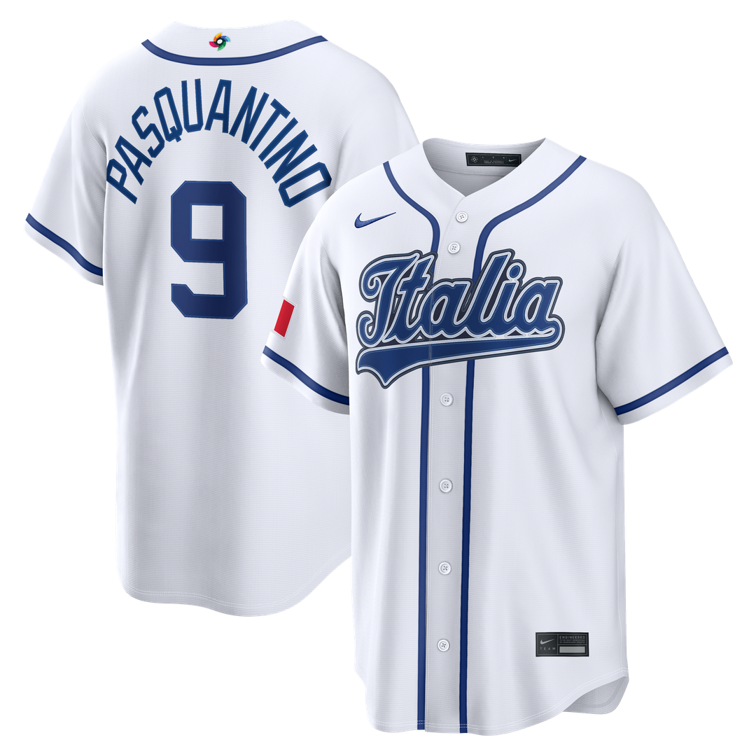 Men's Italy Baseball Vinnie Pasquantino White 2026 World Baseball Classic Home Stadium MLB Baseball Jersey - view 1