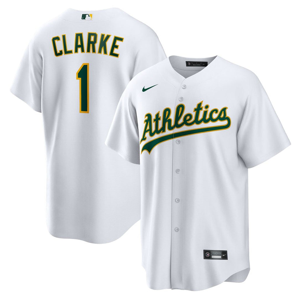 Men's Athletics Denzel Clarke White Home Replica MLB Baseball Jersey - view 1
