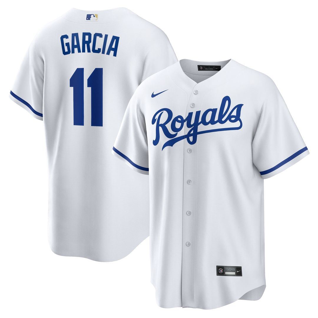 Men's Kansas City Royals Maikel Garcia White Home Replica MLB Baseball Jersey - view 1