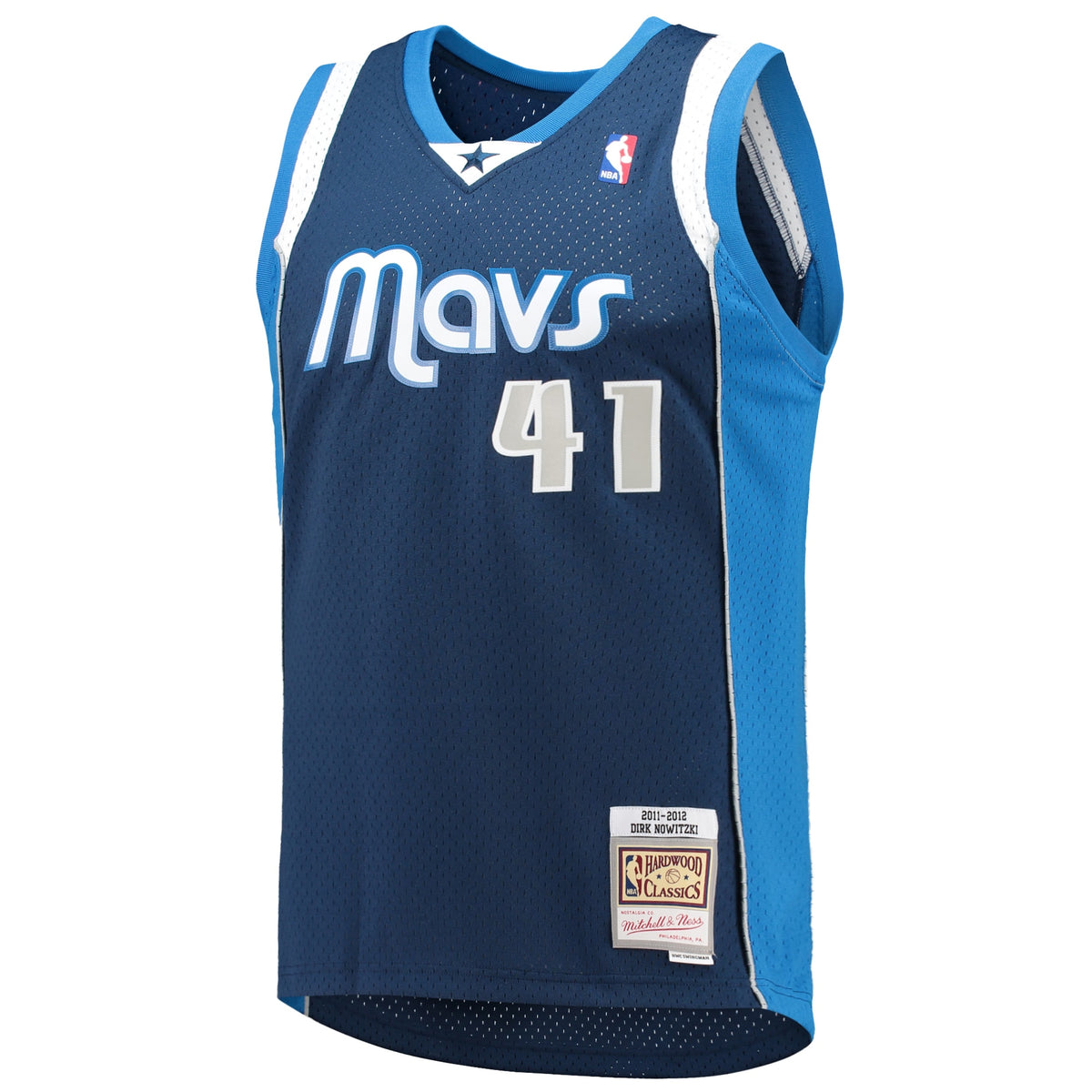 Men's Dirk Nowitzki Navy Dallas Mavericks 2011/12 Hardwood Classics Swingman NBA Basketball Jersey - view 3