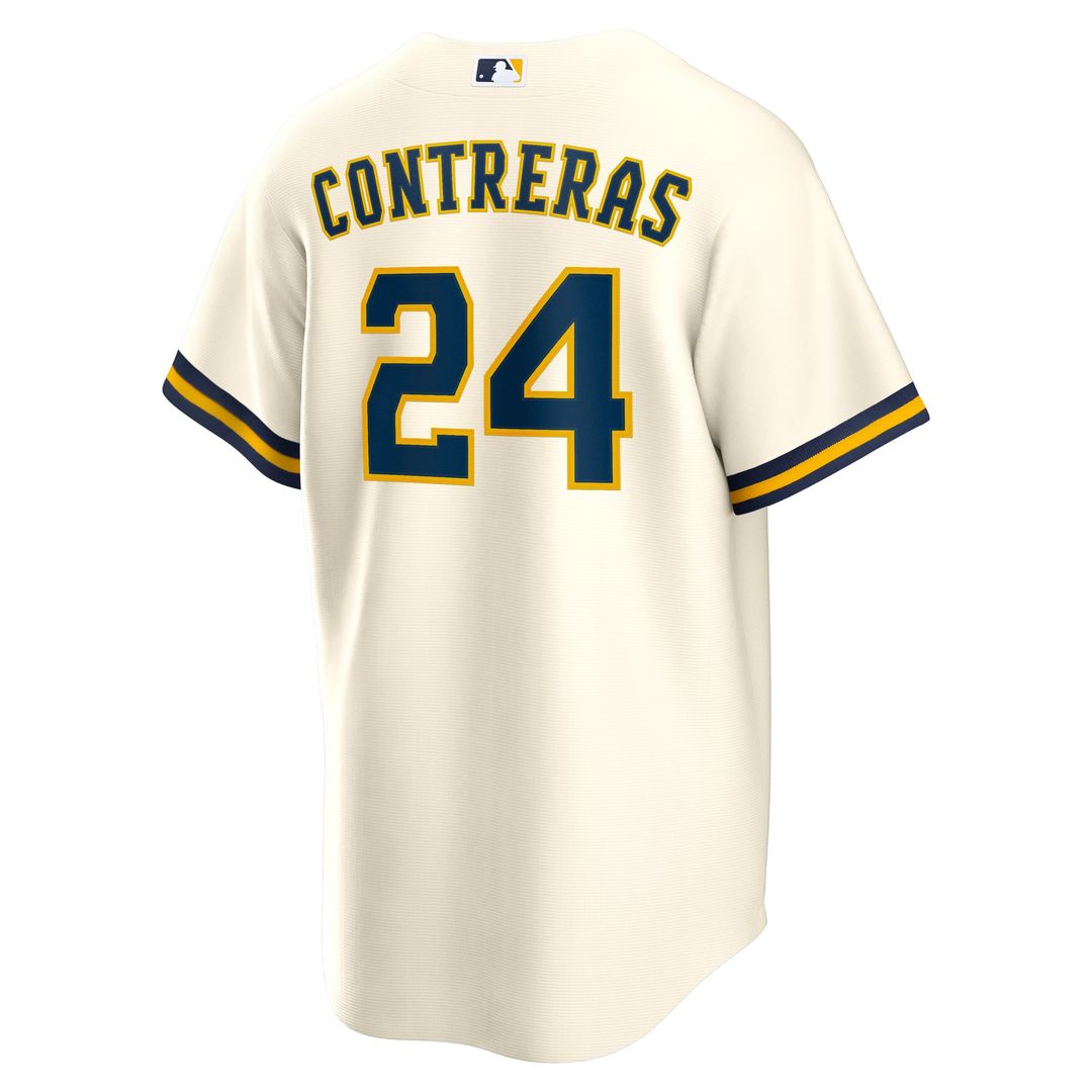 Men's Milwaukee Brewers William Contreras Cream Home Replica MLB Baseball Jersey - view 3