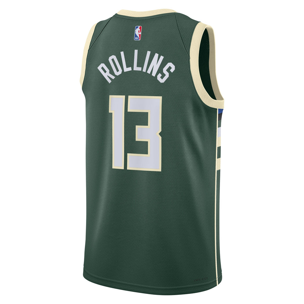 Unisex Ryan Rollins Milwaukee Bucks Icon Edition Swingman NBA Basketball Jersey - Hunter Green - view 4