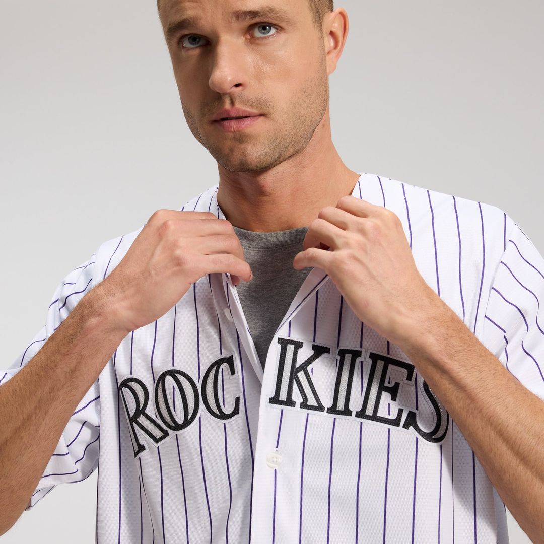 Men's Colorado Rockies White Home Replica MLB Baseball Jersey - view 18
