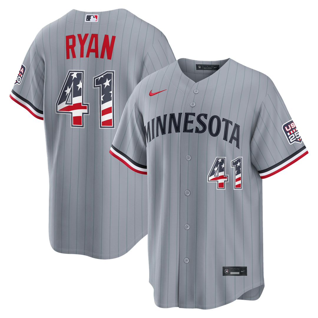 Men's Fourth of July Men's Minnesota Twins Joe Ryan Gray USA 250 Stadium MLB Baseball Jersey - view 1
