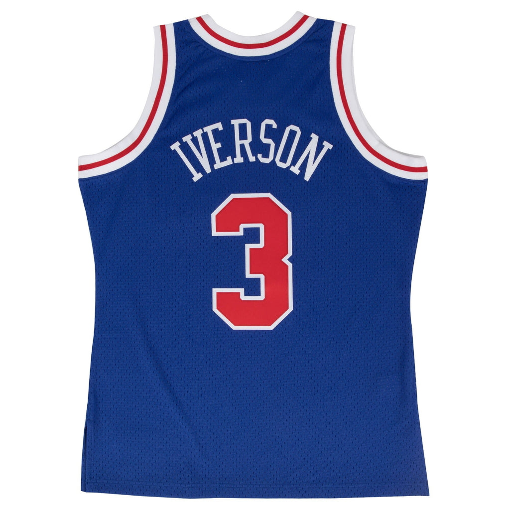 Men's Philadelphia 76ers Allen Iverson 1997 Hardwood Classics Alternate Swingman NBA Basketball Jersey - Blue - view 2