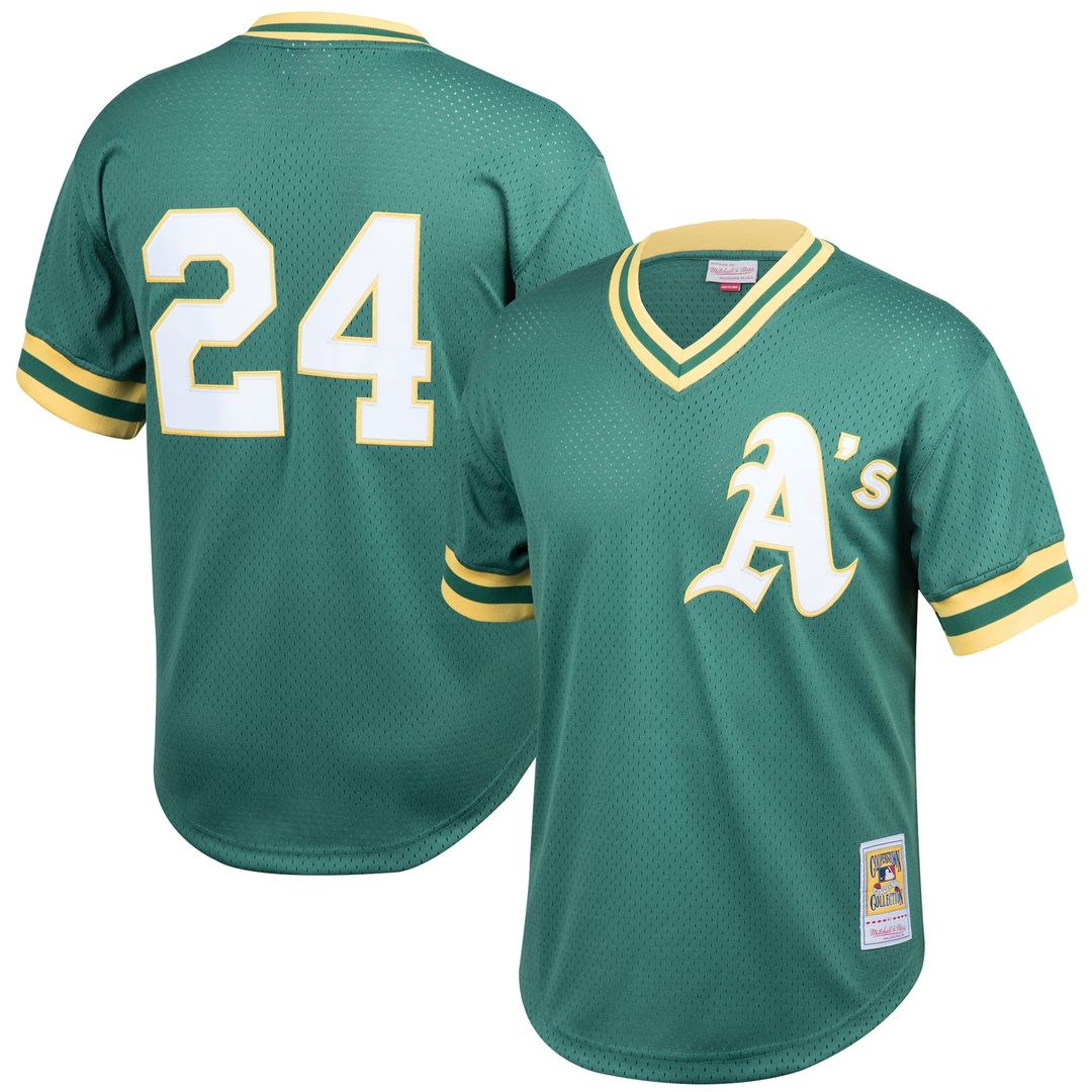 Men's Athletics Rickey Henderson Green Cooperstown Collection Big & Tall Mesh Batting Practice MLB Baseball Jersey - view 1