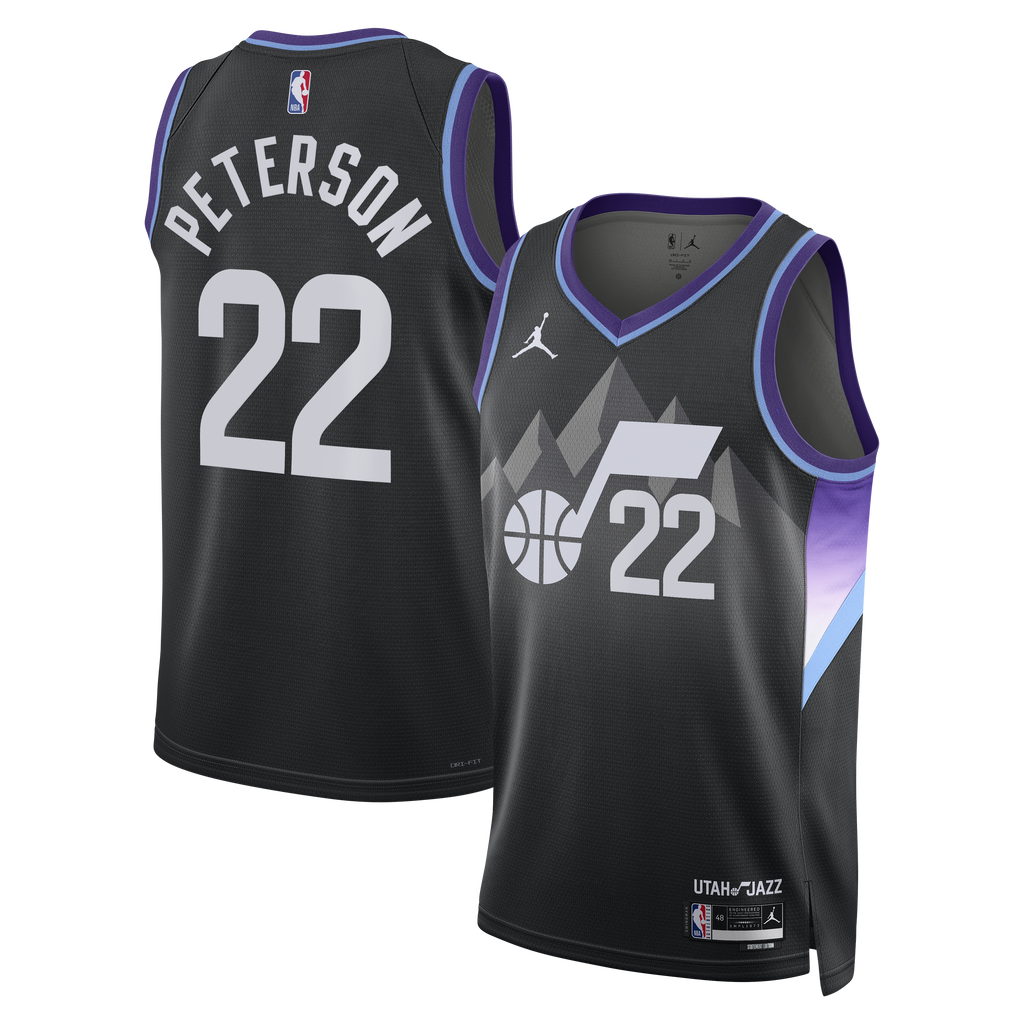 Men's Darryn Peterson Utah Jazz Statement Edition Swingman NBA Basketball Jersey - Black - view 2