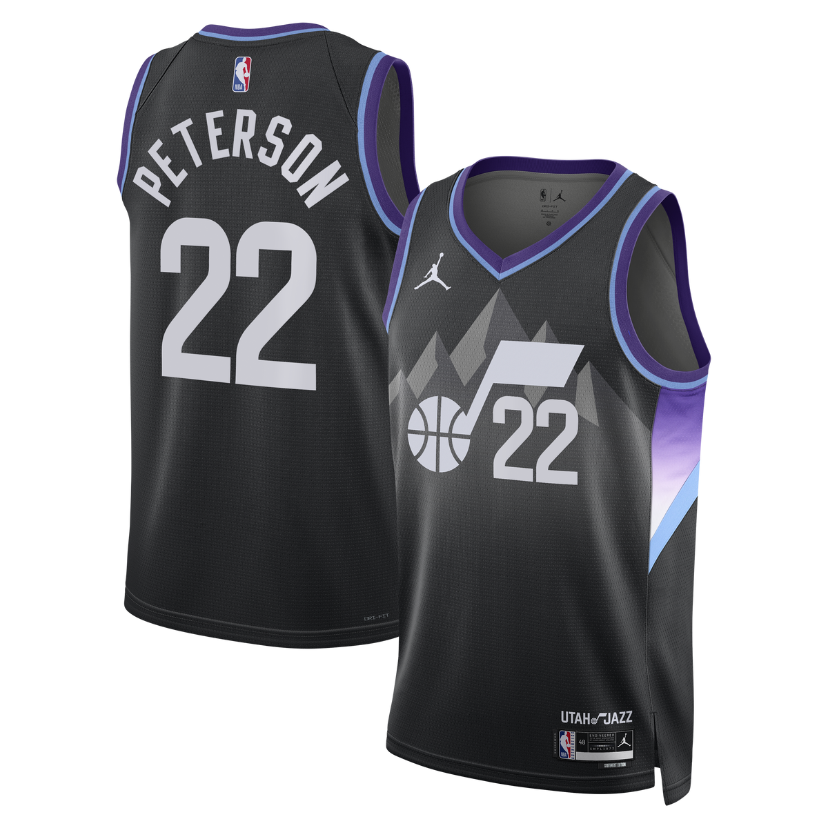 Men's Darryn Peterson Utah Jazz Statement Edition Swingman NBA Basketball Jersey - Black - view 2