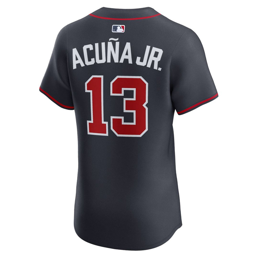 Men's Atlanta Braves Ronald Acuña Jr. Navy Alternate Elite MLB Baseball Jersey - view 3