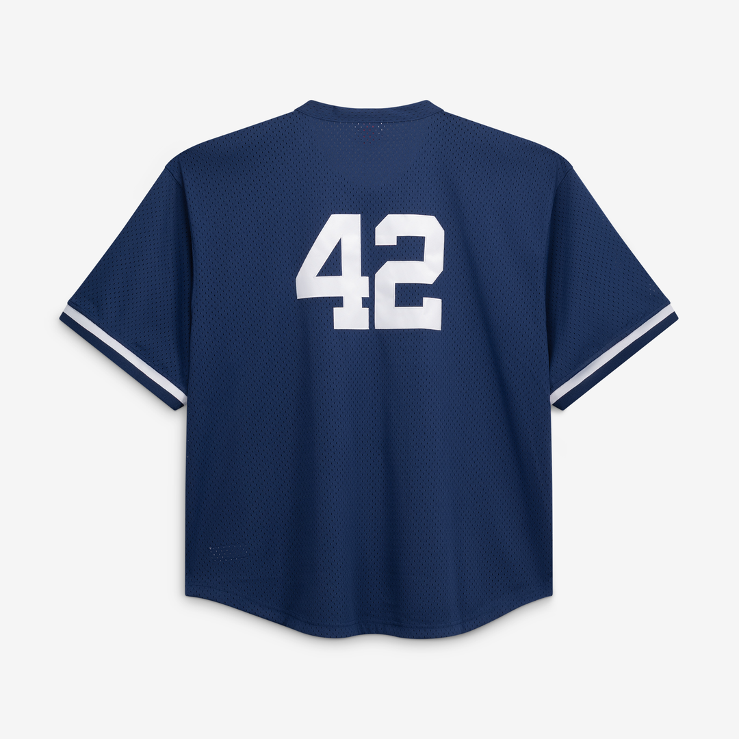 Men's New York Yankees Mariano Rivera Navy Cooperstown Collection Big & Tall Mesh Batting Practice MLB Baseball Jersey - view 3