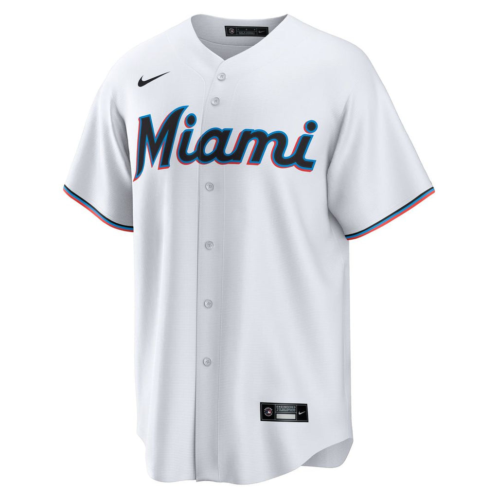 Men's Miami Marlins White #1 Dad Home Replica MLB Baseball Jersey - view 2
