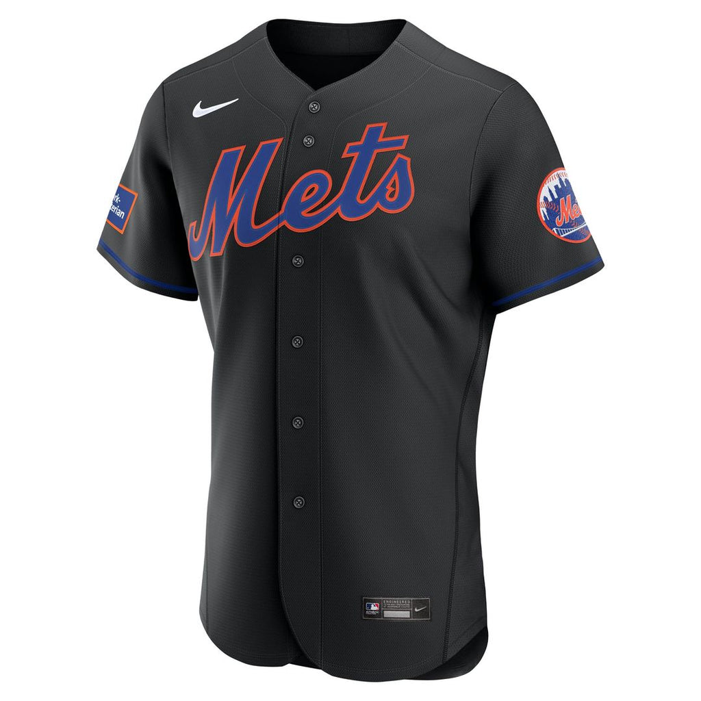 Men's New York Mets Black Alternate Sponsor Patch MLB Baseball Jersey - view 5