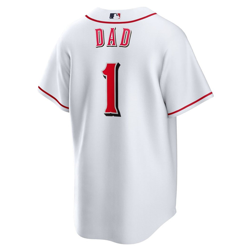 Men's Cincinnati Reds White #1 Dad Home Replica MLB Baseball Jersey - view 3