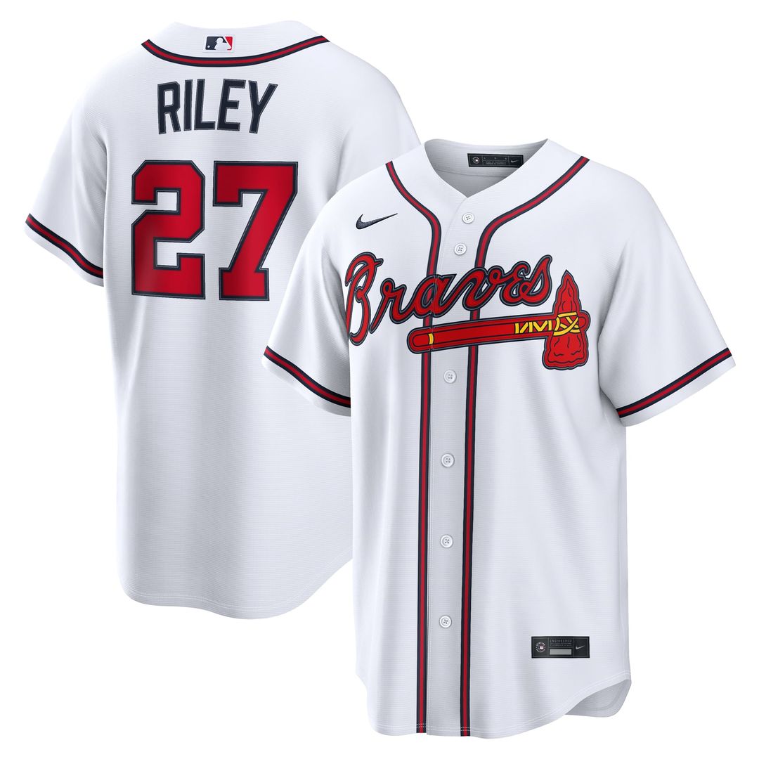 Men's Atlanta Braves Austin Riley White Home Replica MLB Baseball Jersey - view 1