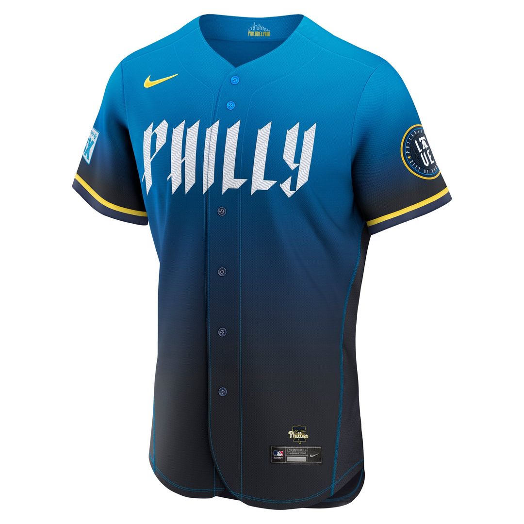 Men's Philadelphia Phillies Trea Turner Navy City Connect Sponsor Patch MLB Baseball Jersey - view 2