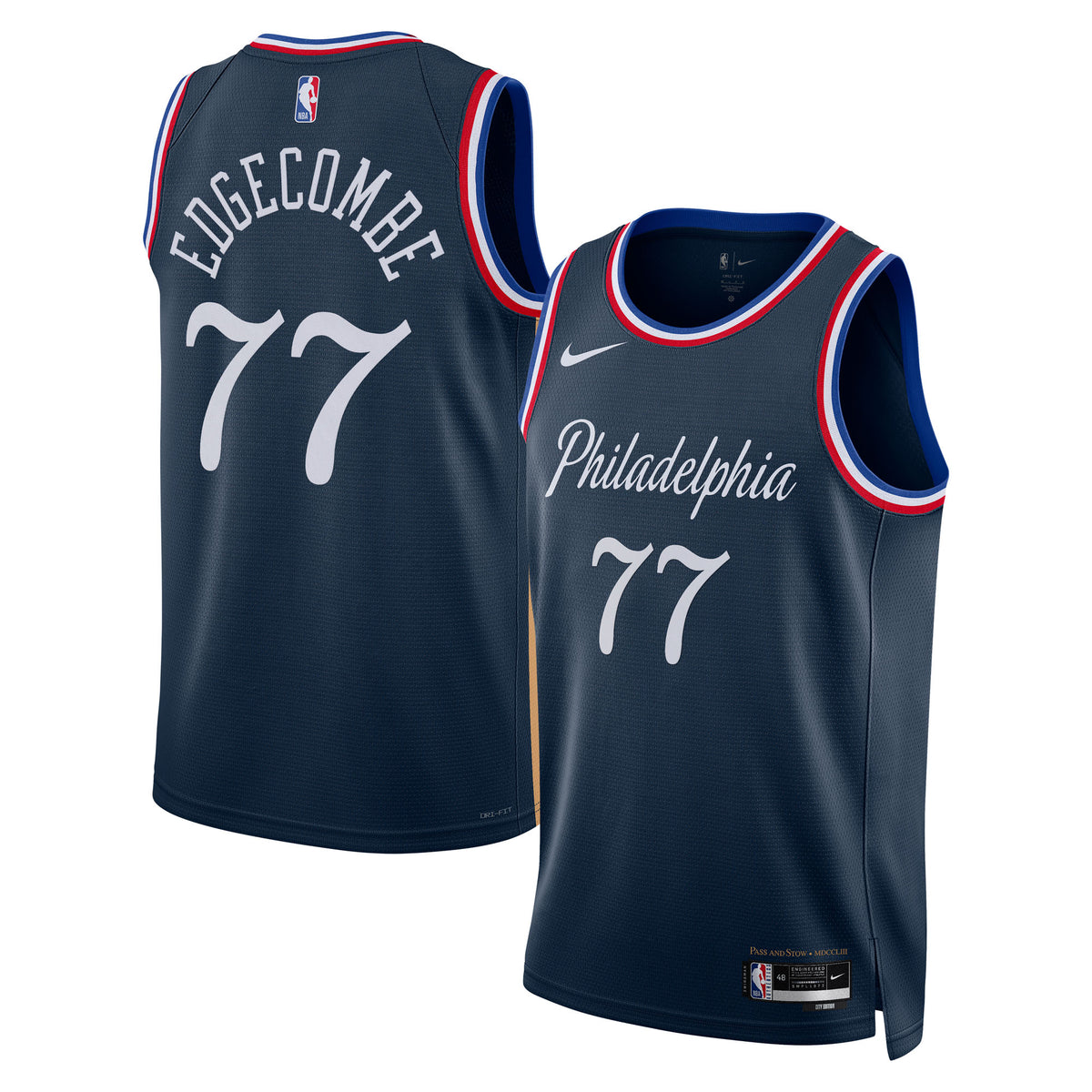 Unisex VJ Edgecombe Philadelphia 76ers 2025/26 City Edition Swingman NBA Basketball Jersey - Navy - view 2