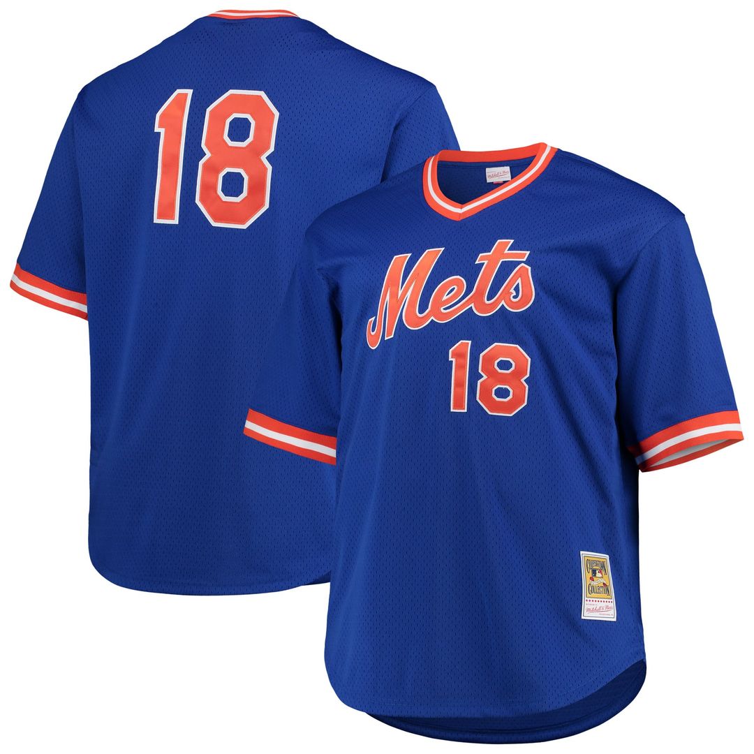 Men's New York Mets Darryl Strawberry Royal Big & Tall Cooperstown Collection Mesh Batting Practice MLB Baseball Jersey - view 1