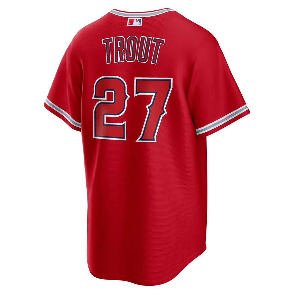 Men's Los Angeles Angels Mike Trout White Alternate Replica MLB Baseball Jersey - view 9