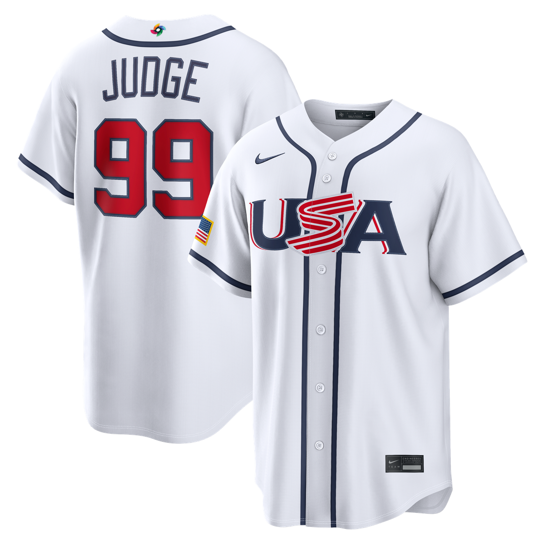 Men's USA Baseball Aaron Judge White 2026 World Baseball Classic Home Stadium MLB Baseball Jersey - view 1