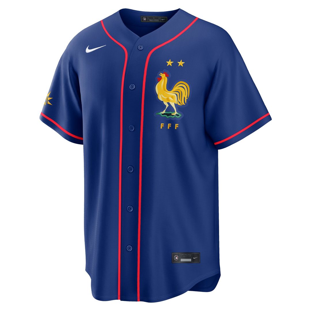 Men's France National Team MLB Blue Stadium Replica Jersey - view 2