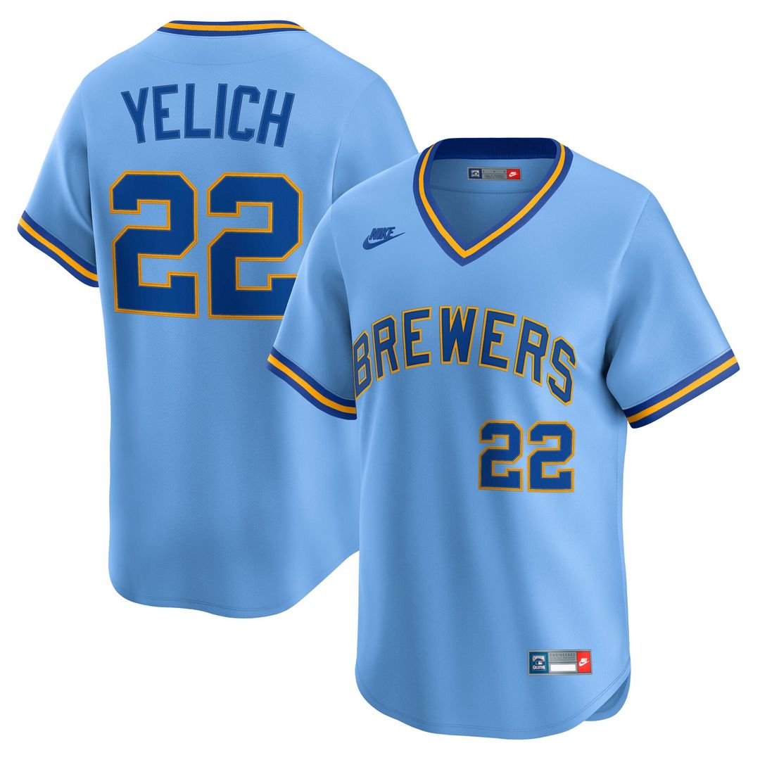 Men's Milwaukee Brewers Christian Yelich Powder Blue Cooperstown Collection Limited MLB Baseball Jersey - view 1