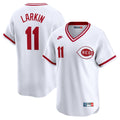Men's Cincinnati Reds Barry Larkin White Throwback Cooperstown Limited MLB Baseball Jersey - view 1