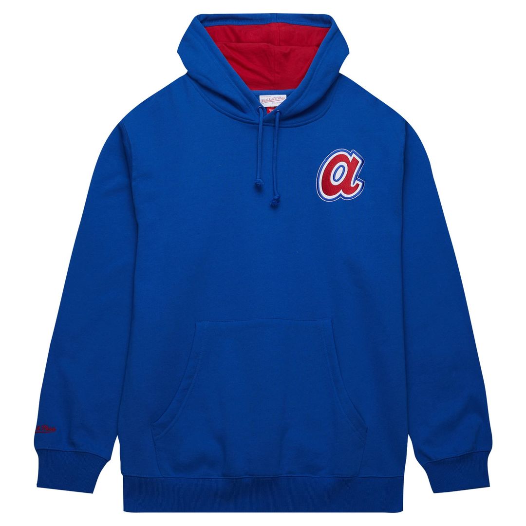Men's Atlanta Braves Hank Aaron Royal Vintage Logo Name & Number Pullover Hoodie - view 2