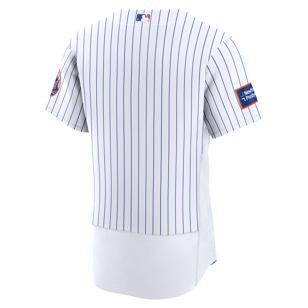 Men's New York Mets White Home Sponsor Patch MLB Baseball Jersey - view 6