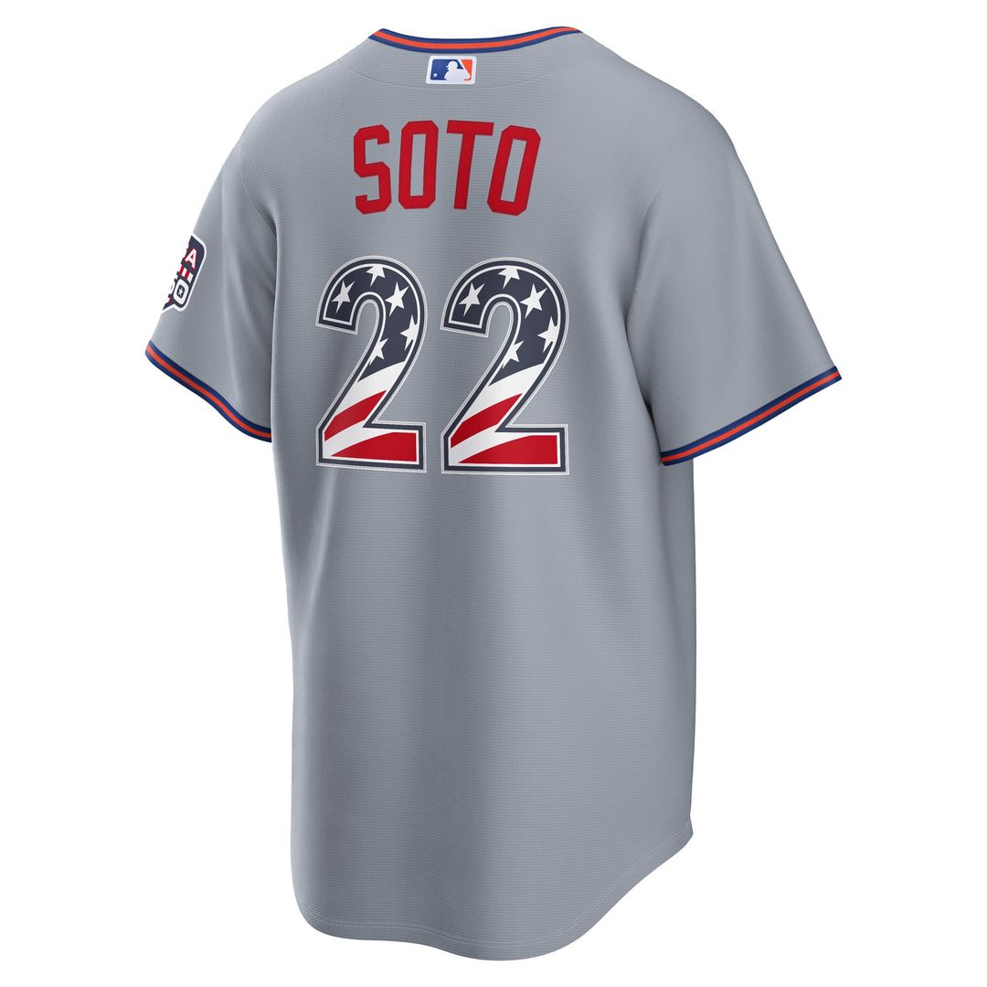 Men's Fourth of July Men's New York Mets Juan Soto Gray USA 250 Stadium MLB Baseball Jersey - view 3
