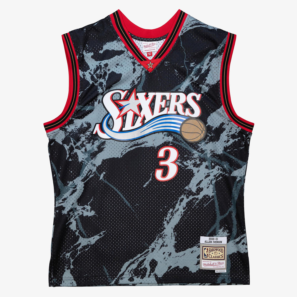 Men's Philadelphia 76ers Allen Iverson 2000 Team Marble Swingman NBA Basketball Jersey - Black - view 3