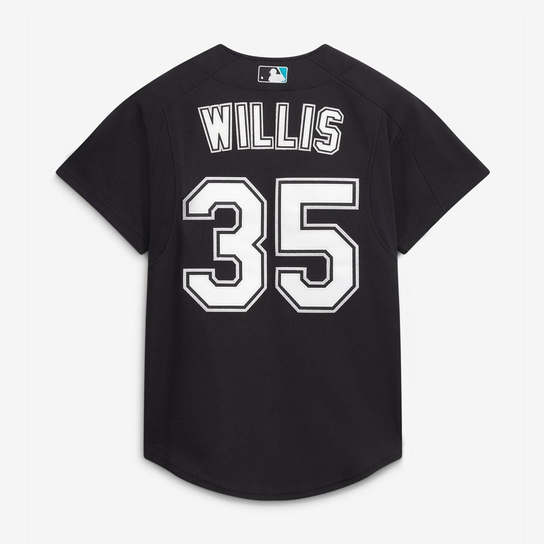 Men's Florida Marlins Dontrelle Willis Black Cooperstown Collection Mesh Batting Practice Button-Up MLB Baseball Jersey - view 3
