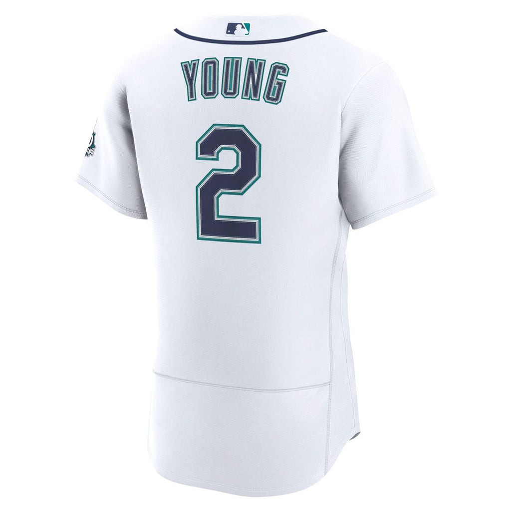 Men's Seattle Mariners Cole Young White Home 50th Season MLB Baseball Jersey - view 3