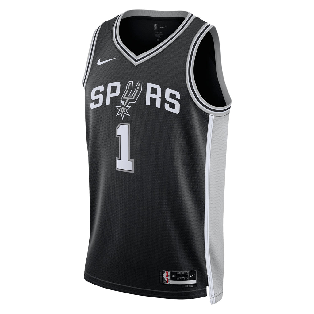Unisex Victor Wembanyama San Antonio Spurs Icon Edition Swingman NBA Basketball Jersey - Black - view 3