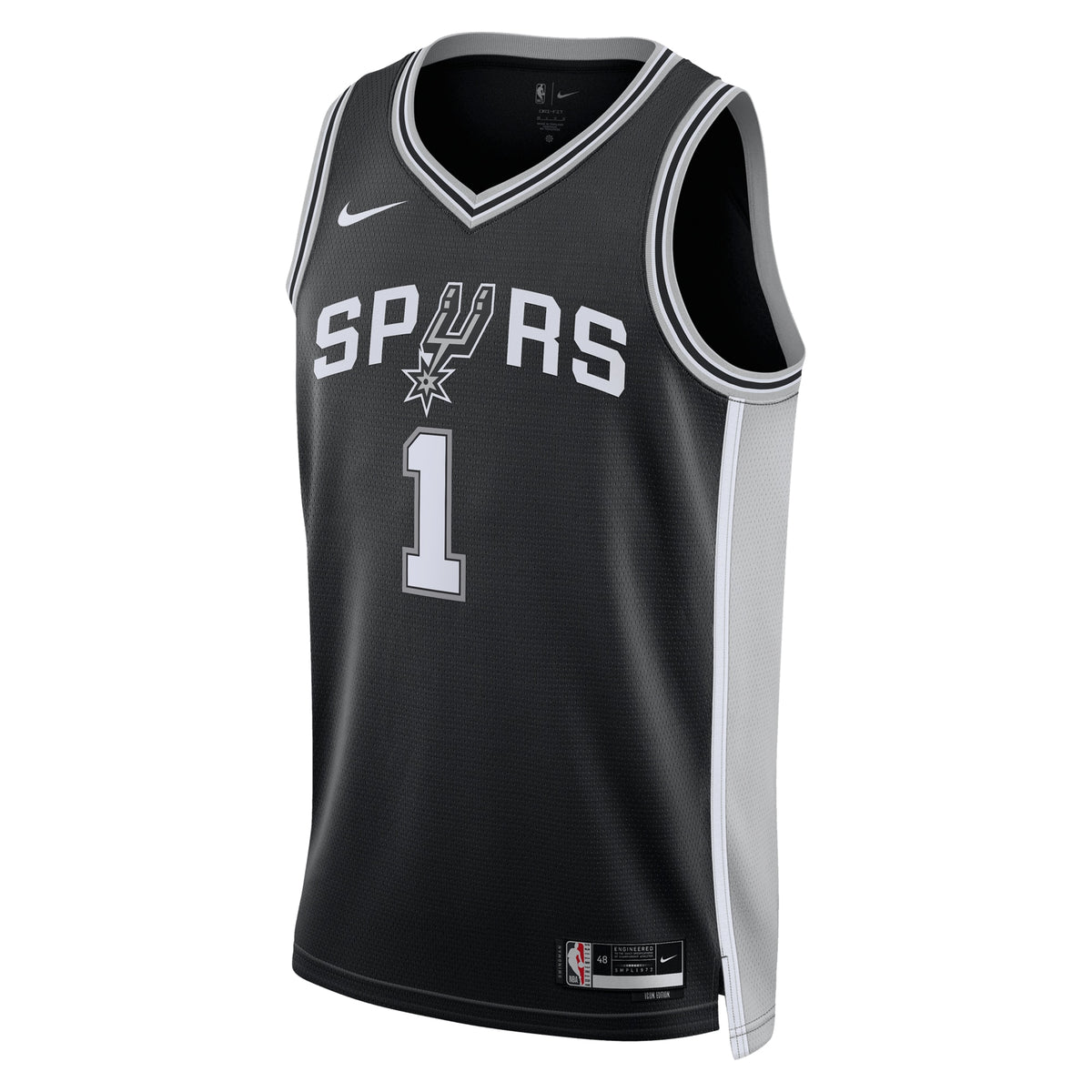 Unisex Victor Wembanyama San Antonio Spurs Icon Edition Swingman NBA Basketball Jersey - Black - view 3