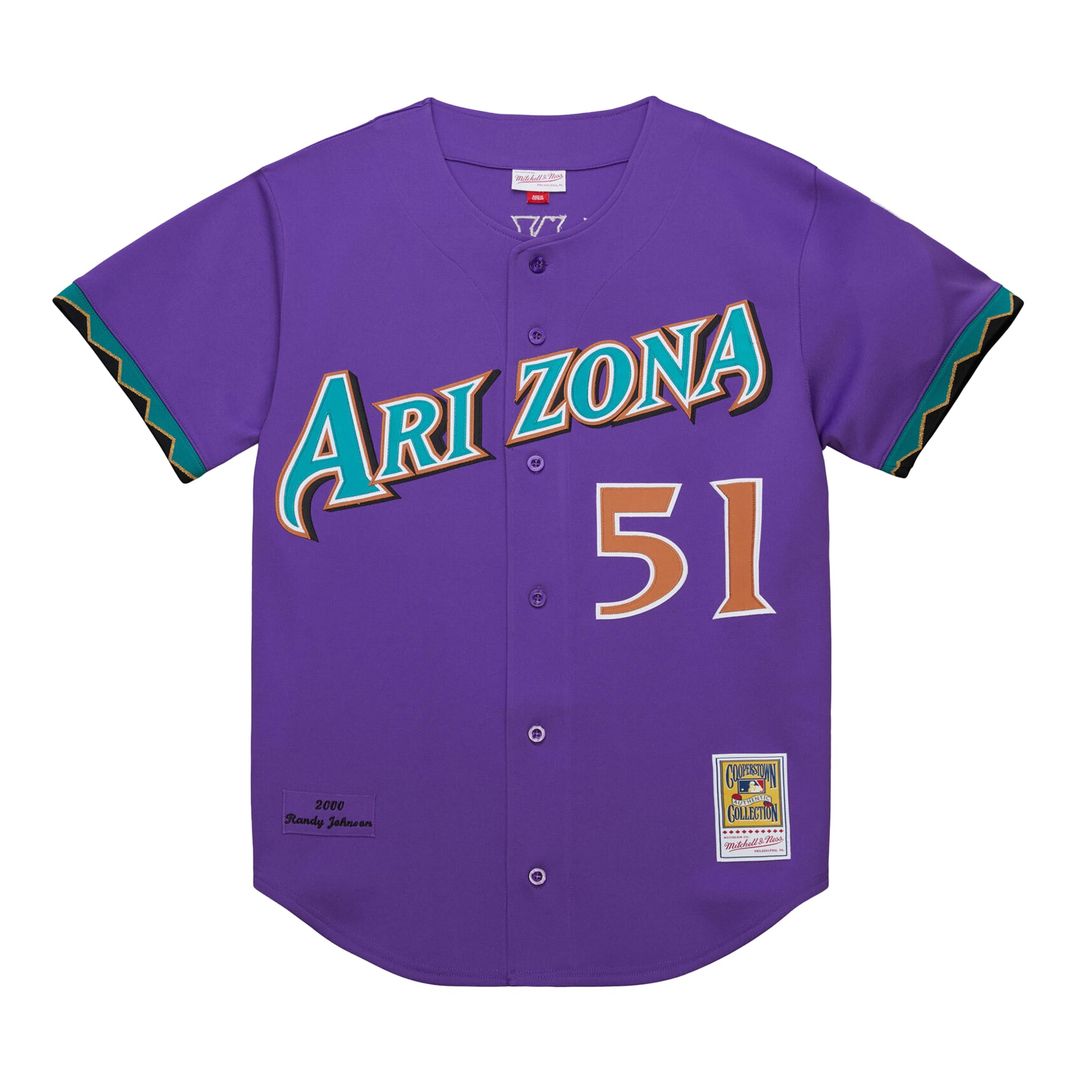 Men's Arizona Diamondbacks Randy Johnson Purple 2000 Throwback MLB Baseball Jersey - view 2
