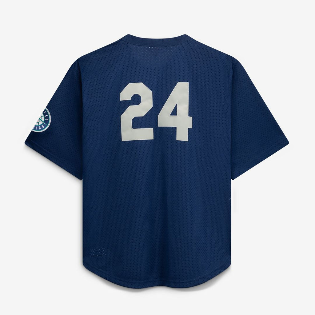 Men's Seattle Mariners Navy Big & Tall Cooperstown Collection Mesh Batting Practice MLB Baseball Jersey - view 11