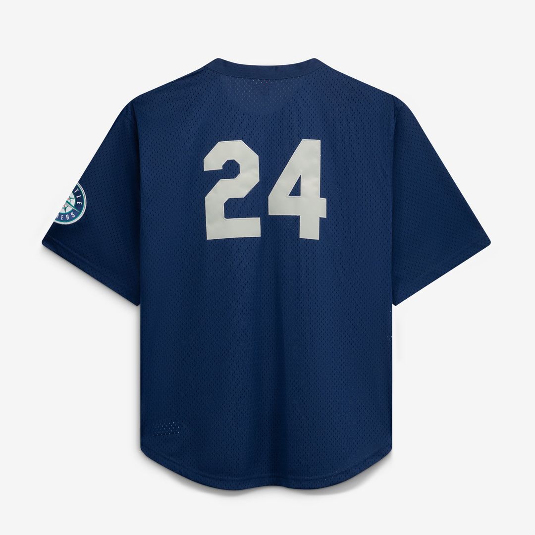 Men's Seattle Mariners Navy Big & Tall Cooperstown Collection Mesh Batting Practice MLB Baseball Jersey - view 11