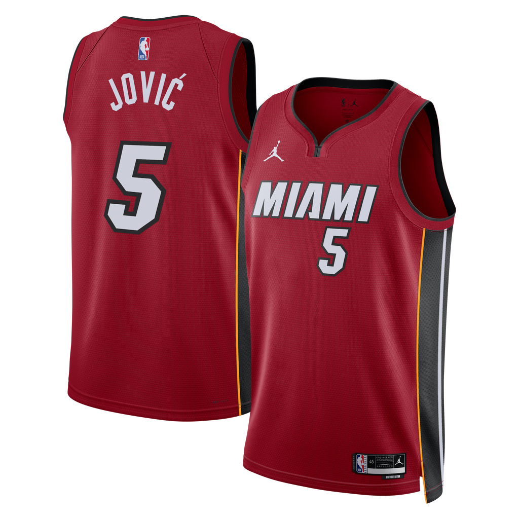 Unisex Nikola Jović Miami Heat Statement Edition Swingman NBA Basketball Jersey - Red - view 2