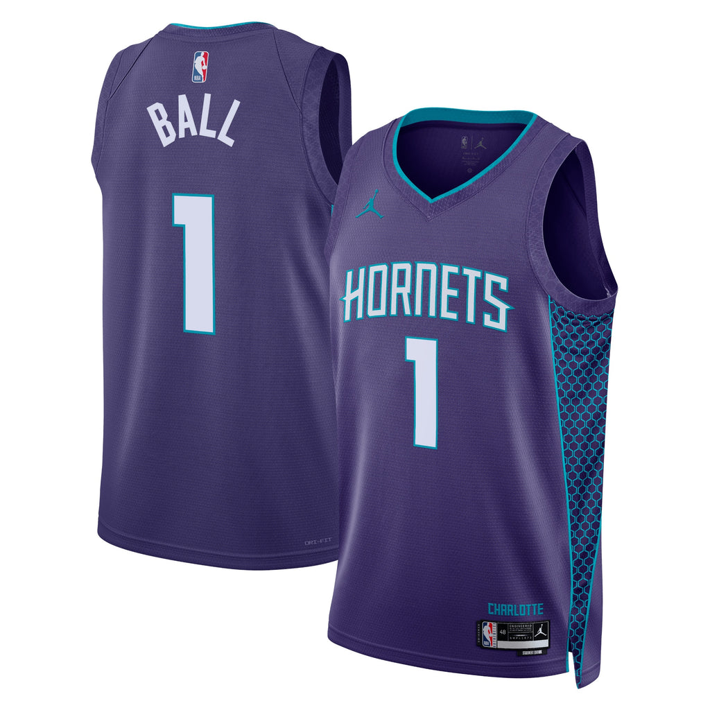 Unisex LaMelo Ball Charlotte Hornets Statement Edition Swingman NBA Basketball Jersey - Purple - view 1