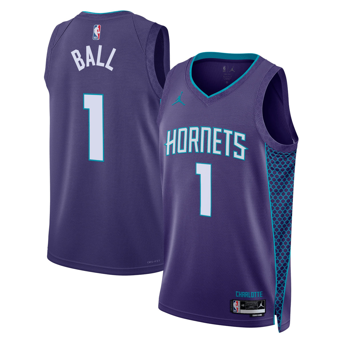 Unisex LaMelo Ball Charlotte Hornets Statement Edition Swingman NBA Basketball Jersey - Purple - view 1
