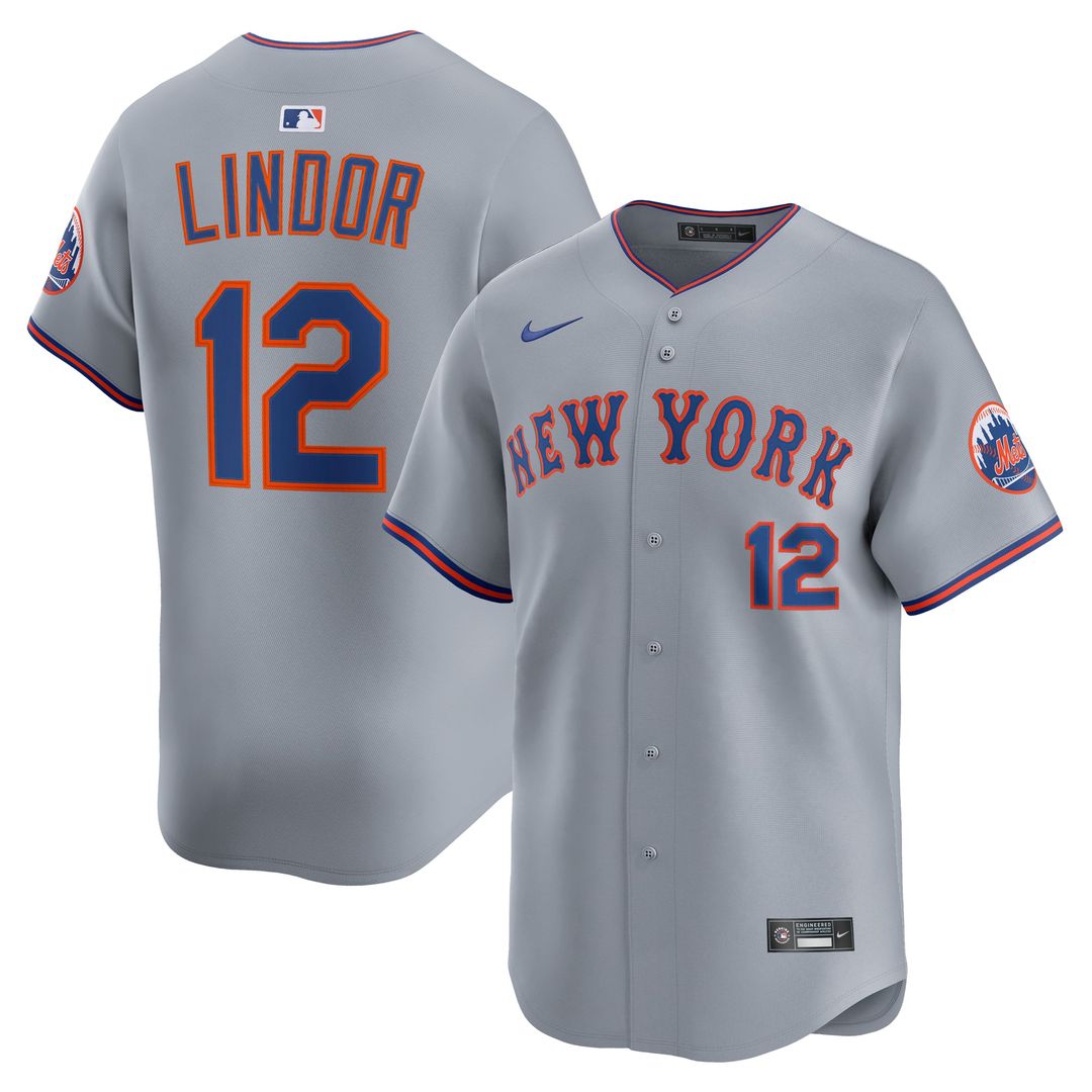 Men's New York Mets Francisco Lindor Gray Road Limited MLB Baseball Jersey - view 1