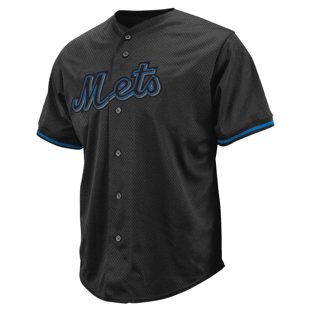 Men's New York Mets Black Big & Tall Pop Fashion MLB Baseball Jersey - view 2
