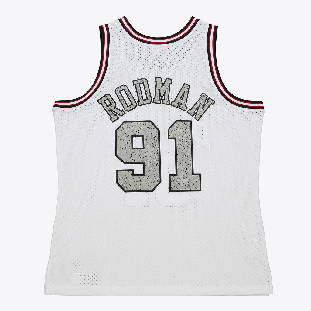 Men's Chicago Bulls Dennis Rodman 1997 Cracked Cement Swingman NBA Basketball Jersey - White - view 4